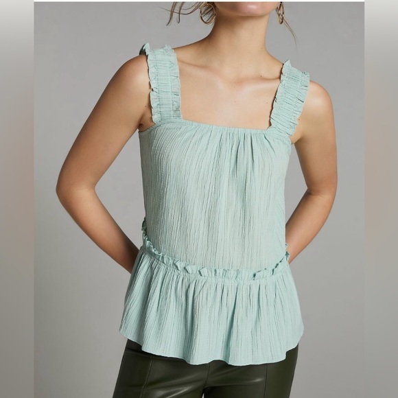 Anthropologie, Current Air Ruffled Peplum Tank in XS, Mint color - Picture 1 of 8